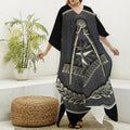 Freemasonry Medal Print Silk V-Neck Kaftan Dress