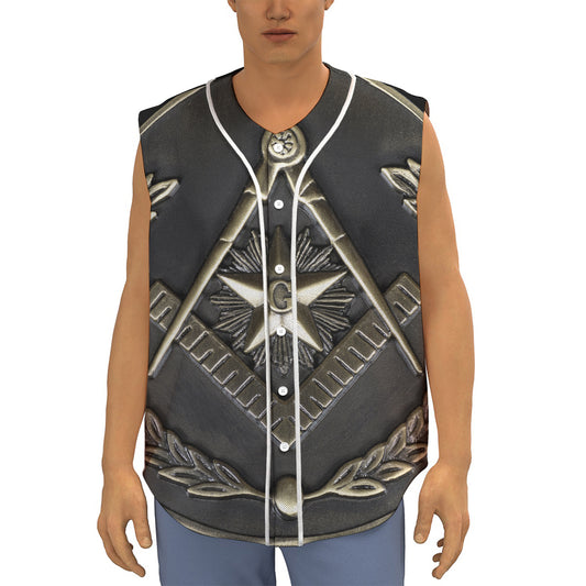 Freemasonry Medal Print Sleeveless Baseball Jersey