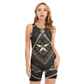 Freemasonry Medal Print Sleeveless One Piece Swimsuit