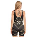Freemasonry Medal Print Sleeveless One Piece Swimsuit