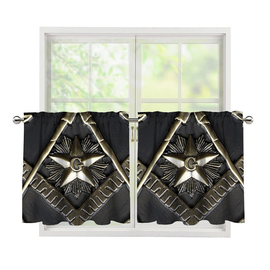 Freemasonry Medal Print Tier Curtains