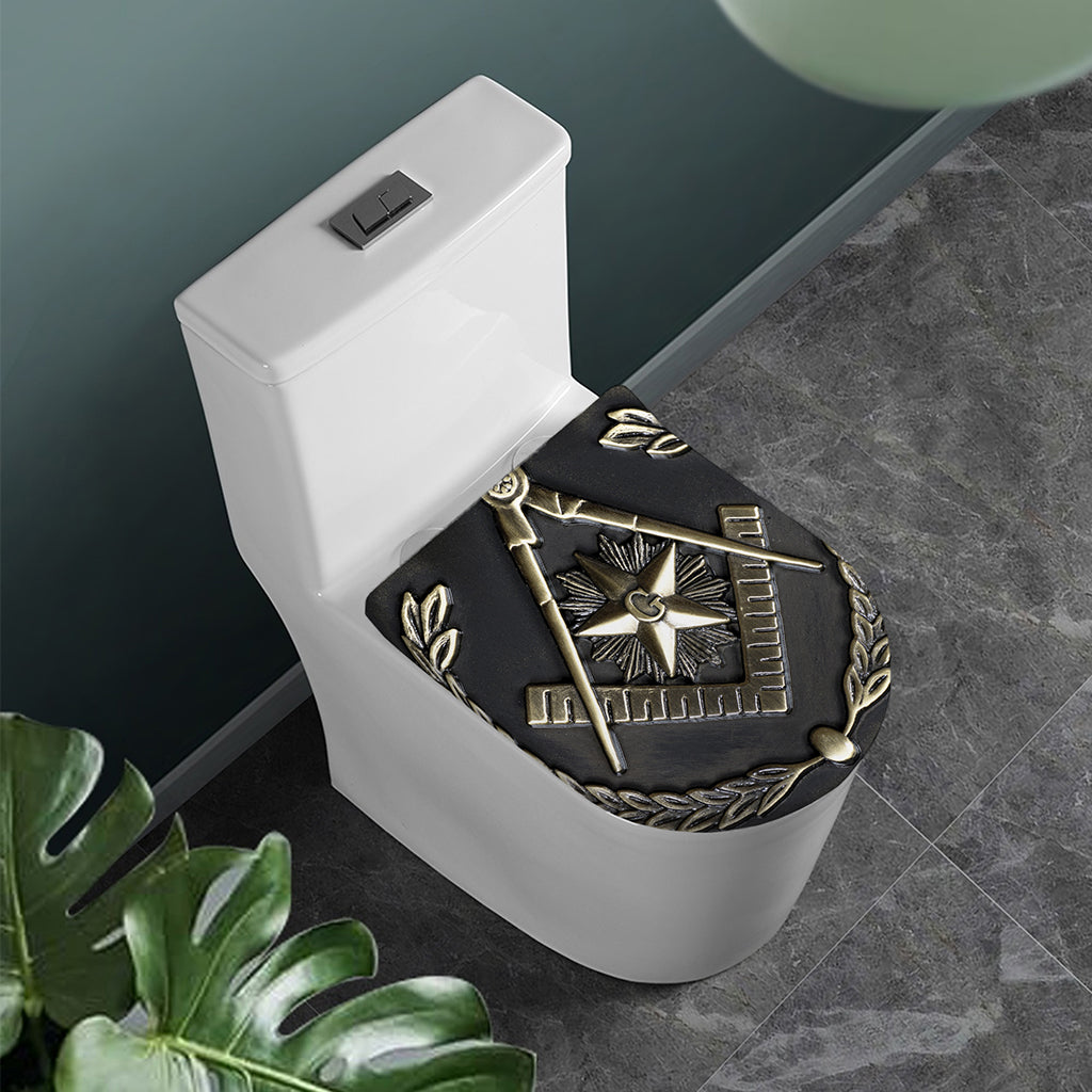 Freemasonry Medal Print Toilet Lid Cover
