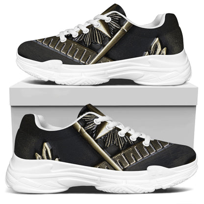 Freemasonry Medal Print White Chunky Shoes
