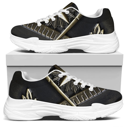 Freemasonry Medal Print White Chunky Shoes