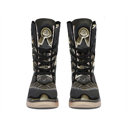 Freemasonry Medal Print Winter Boots