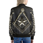 Freemasonry Medal Print Women's Bomber Jacket