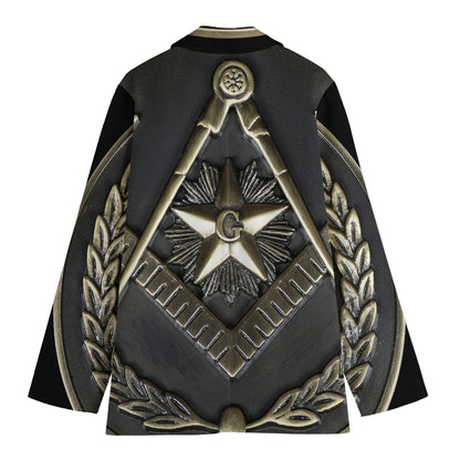Freemasonry Medal Print Women's Cotton Blazer