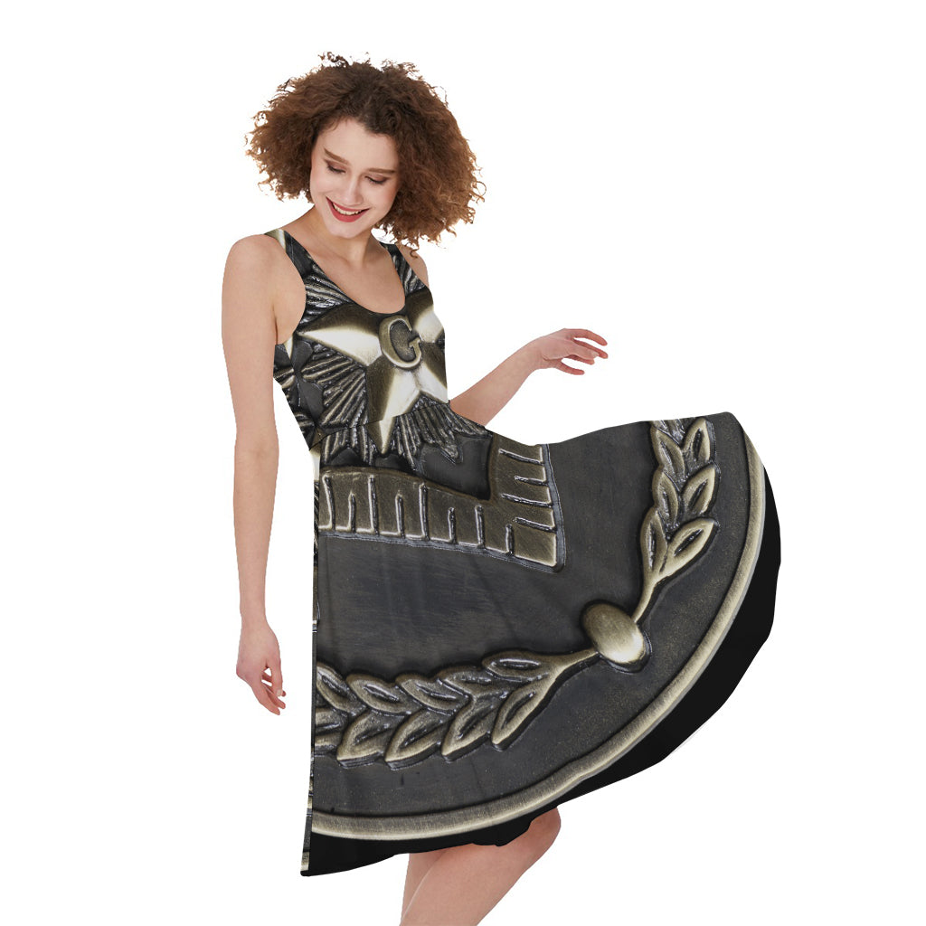 Freemasonry Medal Print Women's Sleeveless Dress