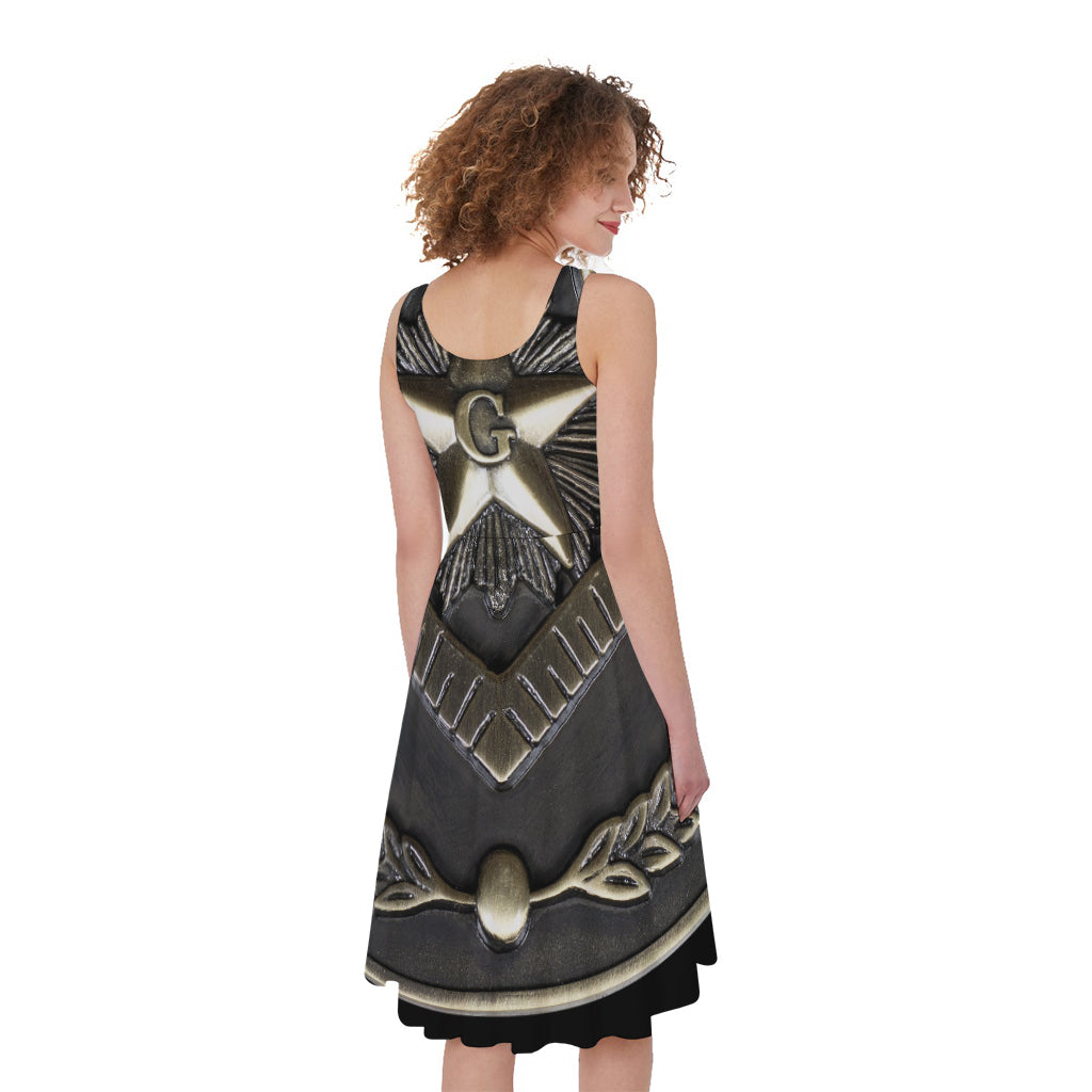 Freemasonry Medal Print Women's Sleeveless Dress