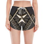 Freemasonry Medal Print Women's Split Running Shorts