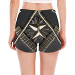 Freemasonry Medal Print Women's Split Running Shorts