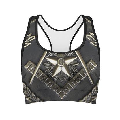 Freemasonry Medal Print Women's Sports Bra