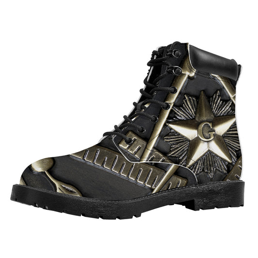 Freemasonry Medal Print Work Boots