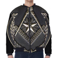 Freemasonry Medal Print Zip Sleeve Bomber Jacket