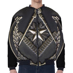 Freemasonry Medal Print Zip Sleeve Bomber Jacket