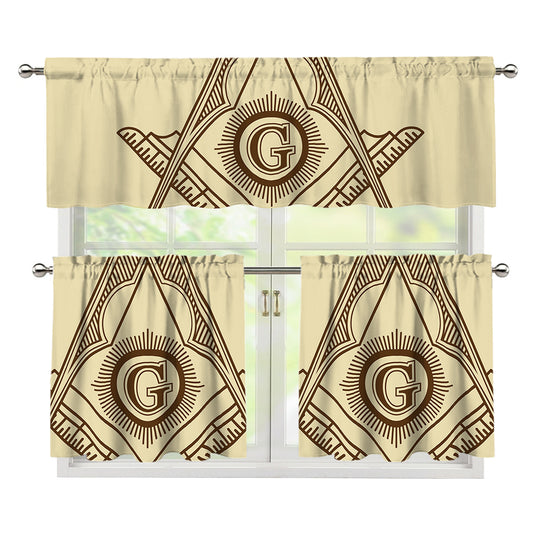 Freemasonry Symbol Print 3 Piece Kitchen Curtains