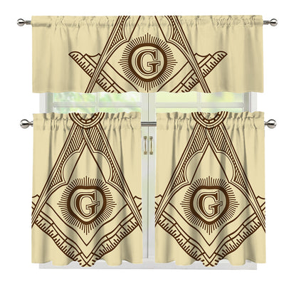 Freemasonry Symbol Print 3 Piece Kitchen Curtains