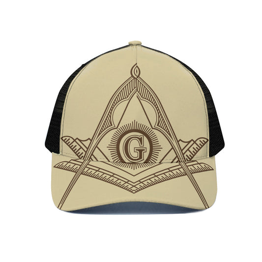 Freemasonry Symbol Print Black Mesh Trucker Cap