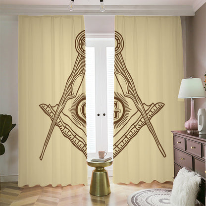 Freemasonry Symbol Print Blackout Pencil Pleat Curtains