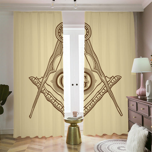 Freemasonry Symbol Print Blackout Pencil Pleat Curtains