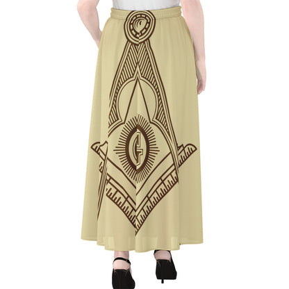 Freemasonry Symbol Print Chiffon Maxi Skirt