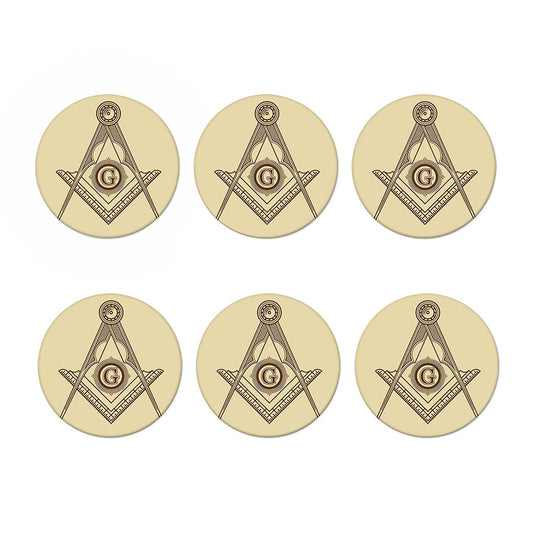 Freemasonry Symbol Print Coaster Set