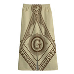 Freemasonry Symbol Print Cotton Front Slit Maxi Skirt