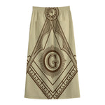 Freemasonry Symbol Print Cotton Front Slit Maxi Skirt
