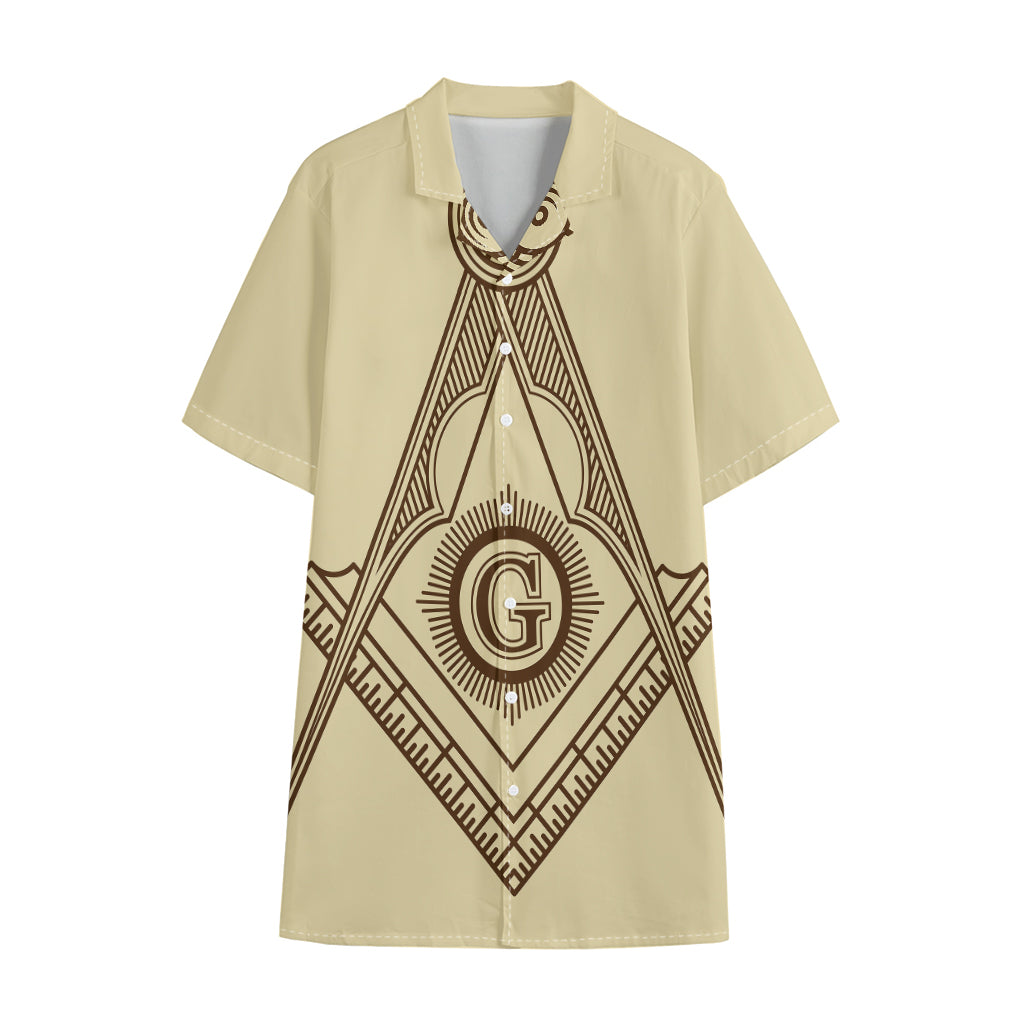 Freemasonry Symbol Print Cotton Hawaiian Shirt