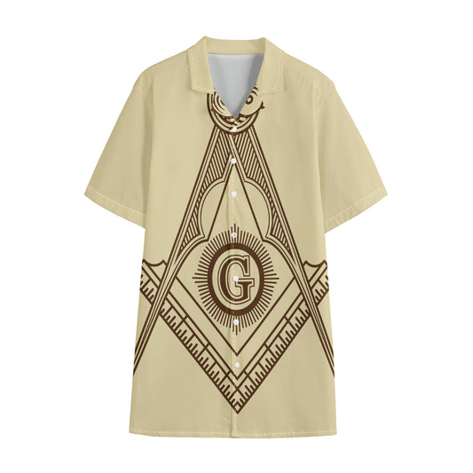 Freemasonry Symbol Print Cotton Hawaiian Shirt