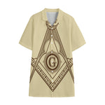 Freemasonry Symbol Print Cotton Hawaiian Shirt