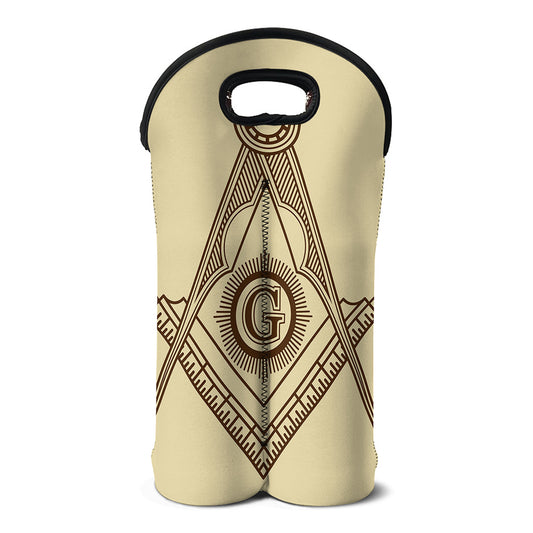 Freemasonry Symbol Print Double Neoprene Wine Tote