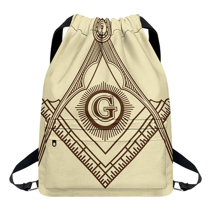 Freemasonry Symbol Print Drawstring Backpack