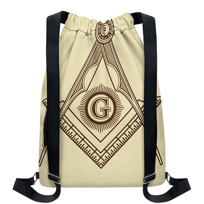Freemasonry Symbol Print Drawstring Backpack