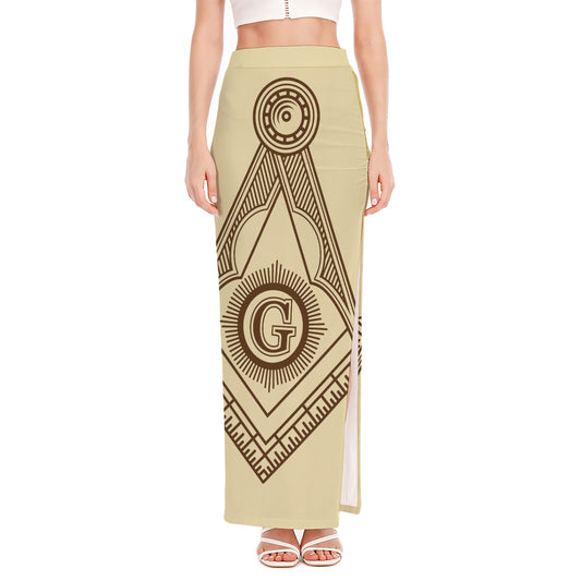 Freemasonry Symbol Print High Slit Maxi Skirt