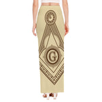 Freemasonry Symbol Print High Slit Maxi Skirt