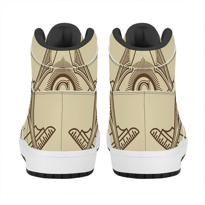 Freemasonry Symbol Print High Top Leather Sneakers