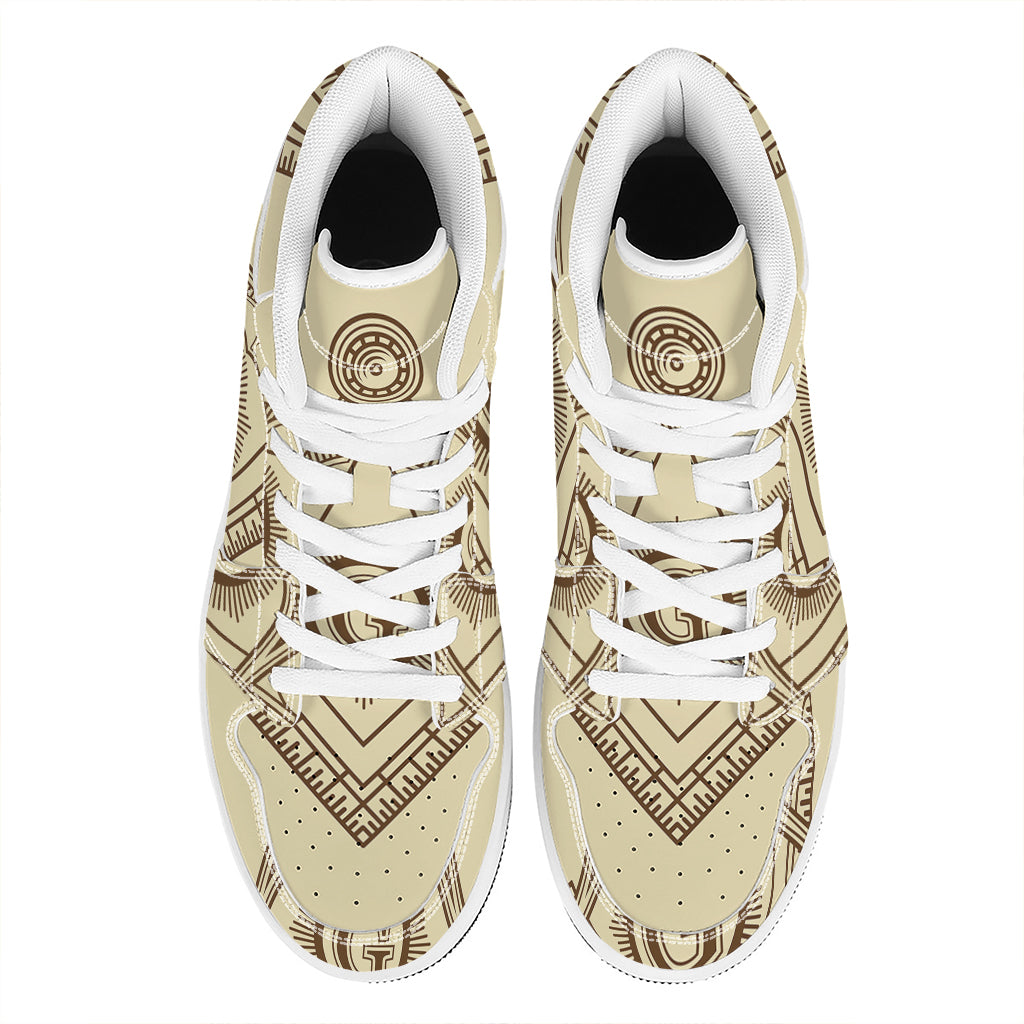 Freemasonry Symbol Print High Top Leather Sneakers