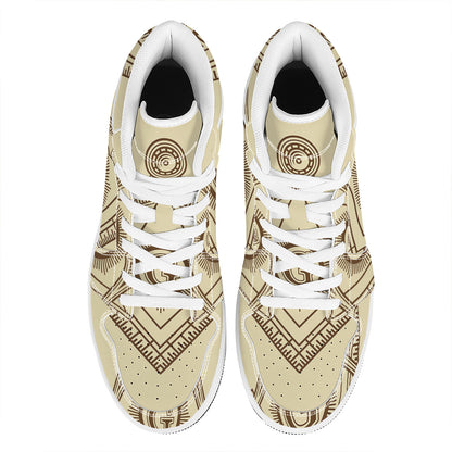 Freemasonry Symbol Print High Top Leather Sneakers