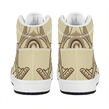 Freemasonry Symbol Print High Top Leather Sneakers