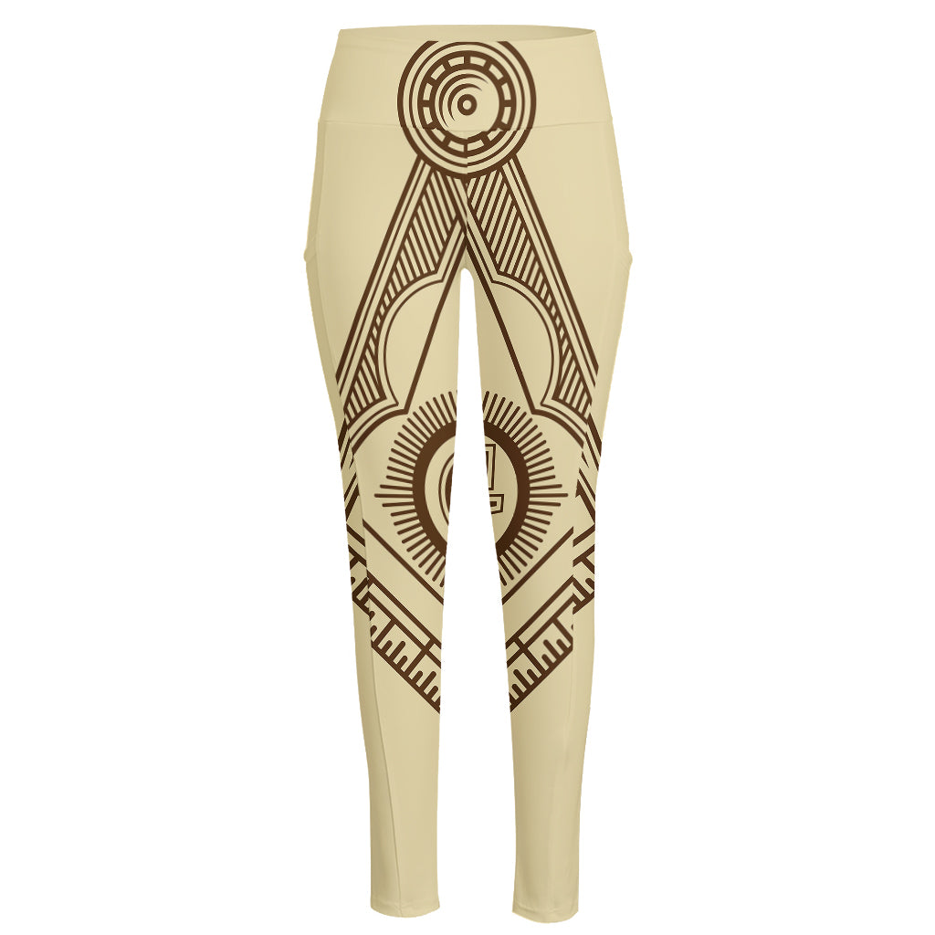 Freemasonry Symbol Print High-Waisted Pocket Leggings