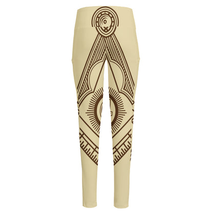 Freemasonry Symbol Print High-Waisted Pocket Leggings