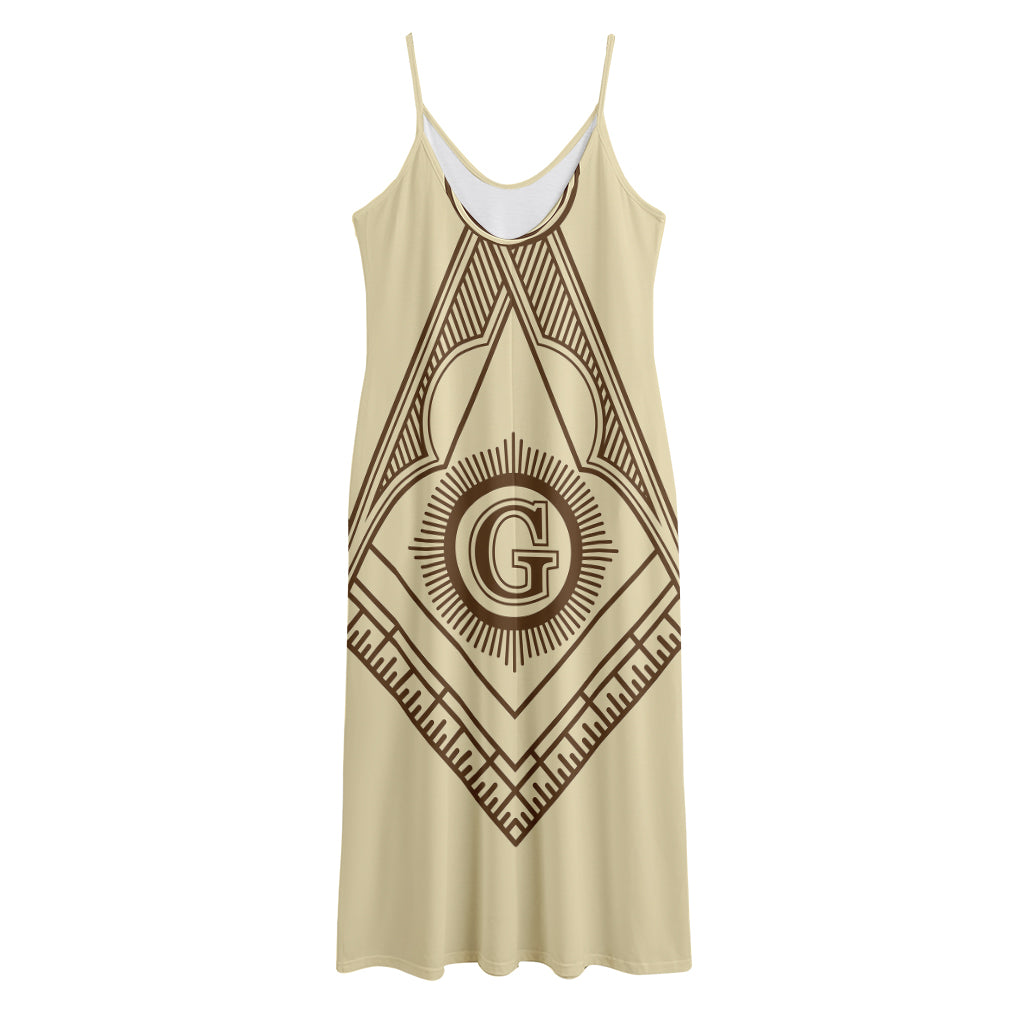 Freemasonry Symbol Print Jersey Midi Cami Dress