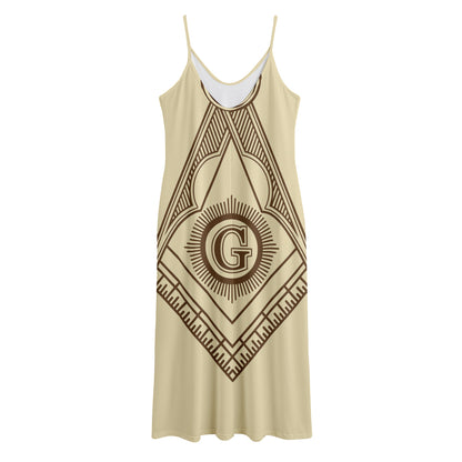 Freemasonry Symbol Print Jersey Midi Cami Dress
