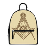 Freemasonry Symbol Print Leather Backpack