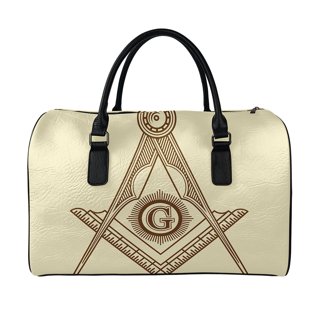 Freemasonry Symbol Print Leather Duffle Bag