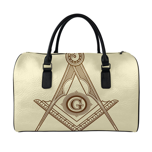Freemasonry Symbol Print Leather Duffle Bag