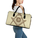 Freemasonry Symbol Print Leather Duffle Bag
