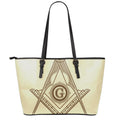 Freemasonry Symbol Print Leather Tote Bag With Zipper
