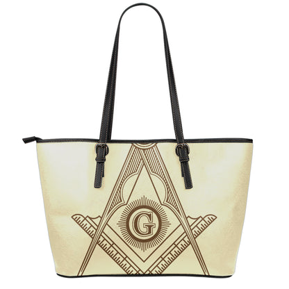 Freemasonry Symbol Print Leather Tote Bag